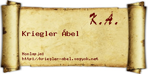 Kriegler Ábel névjegykártya