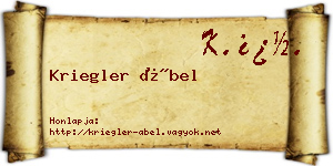 Kriegler Ábel névjegykártya