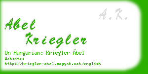 abel kriegler business card